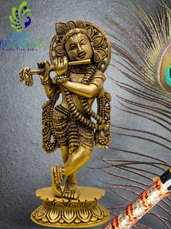 Krishna Idol Brass 12 Inch