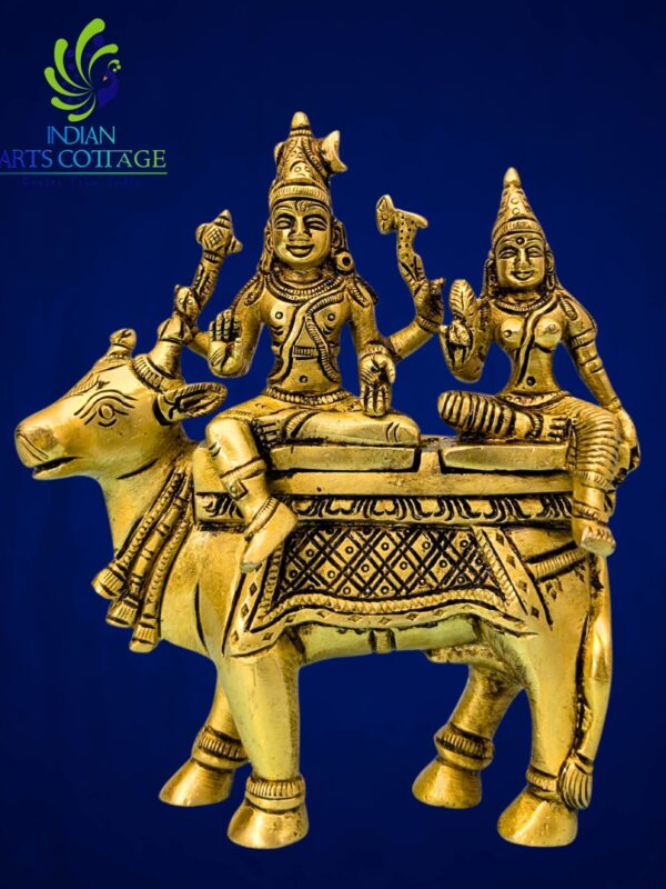 Shiva Parvathi on Nandi Idol Brass 6 In