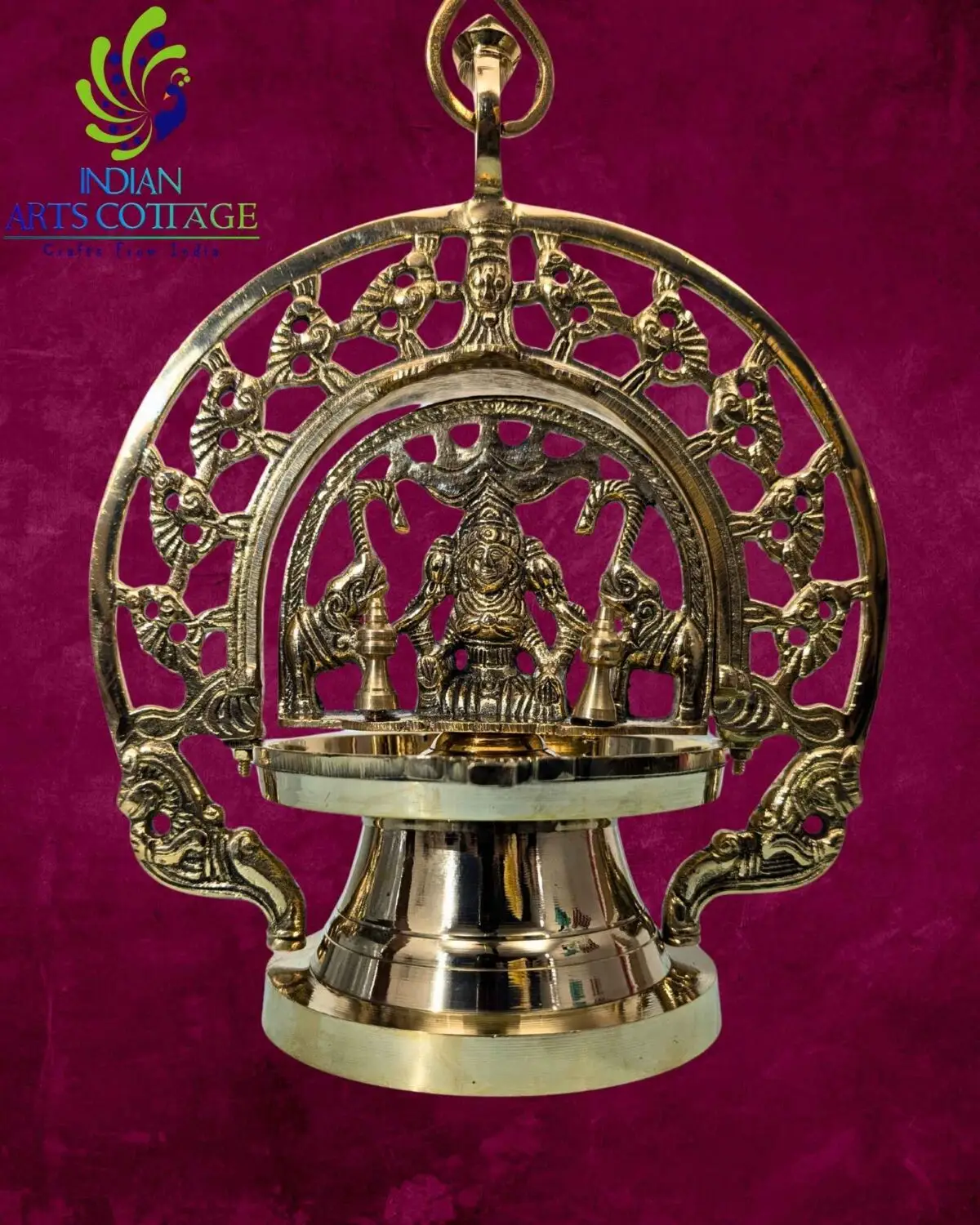 Gaja Lakshmi Hanging Vilakku(Lamp) 12 In - Image 1